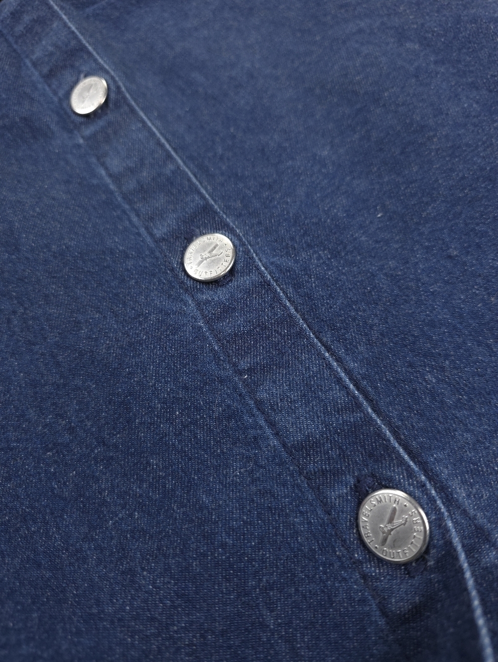 Classic Button-Front Denim Skirt - Dark Blue - Picture 5 of 12